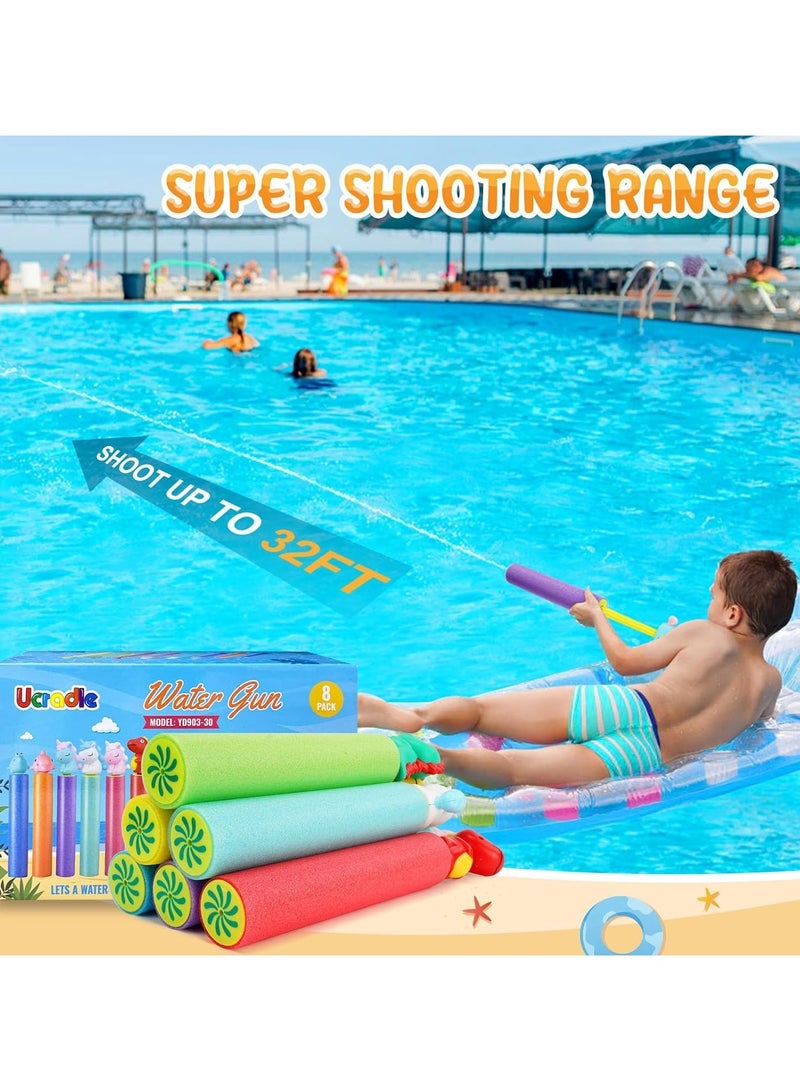 Water Squirter for Kids, Super Foam Soakers Blaster Squirt Guns, Pool Noodles Toy with Plastic Handle Summer Swimming Beach Garden Fighting Game,Outdoor Toys for Kids Boys Girls Adults (8 Pack)