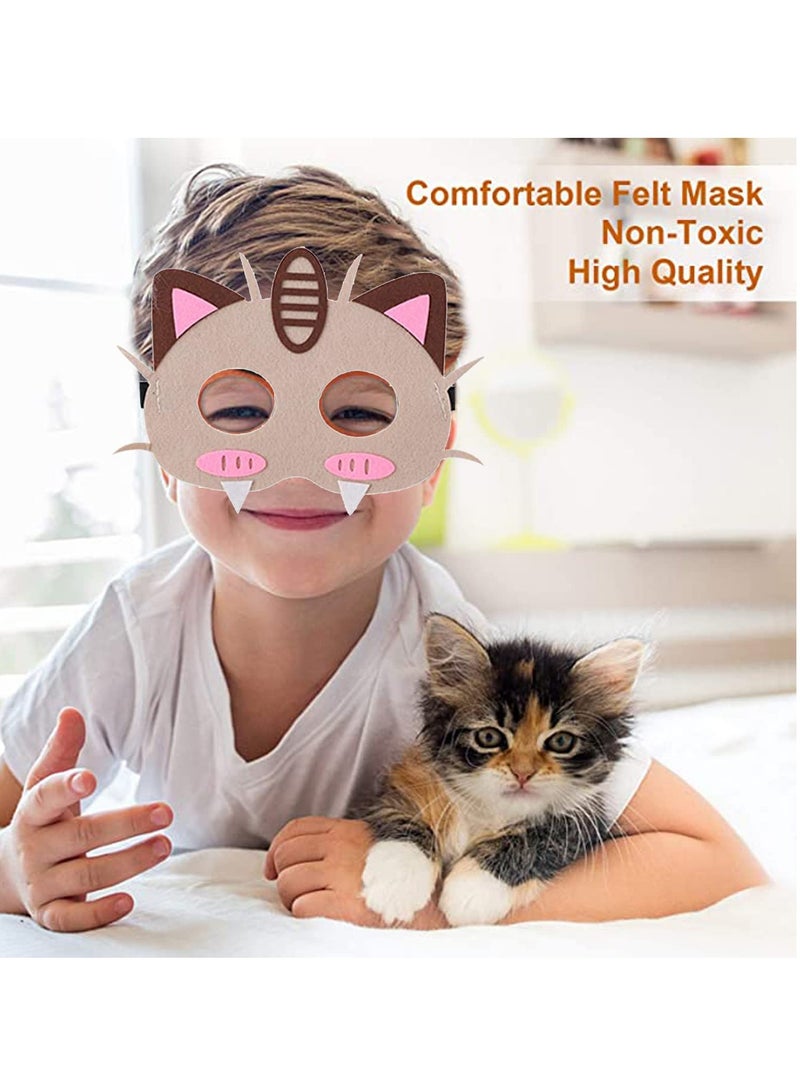 Anime kemon birthday party supplies, 12pcs pika theme blanket mask, suitable for children's role playing decorations and Red Blue Black Green Pink 6.7x5.5x0.2