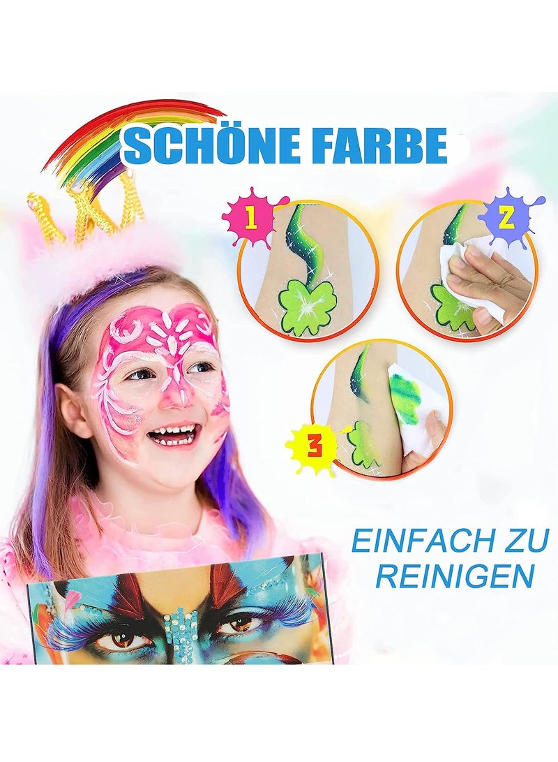 26 Color Rainbow Face Body Painting Kit for Kids and Adults | Water Based Safe  Non Toxic Split Cake Face Paint Palette | Includes 1 Brushes | Party Makeup Set for , Cosplay, and Carnival