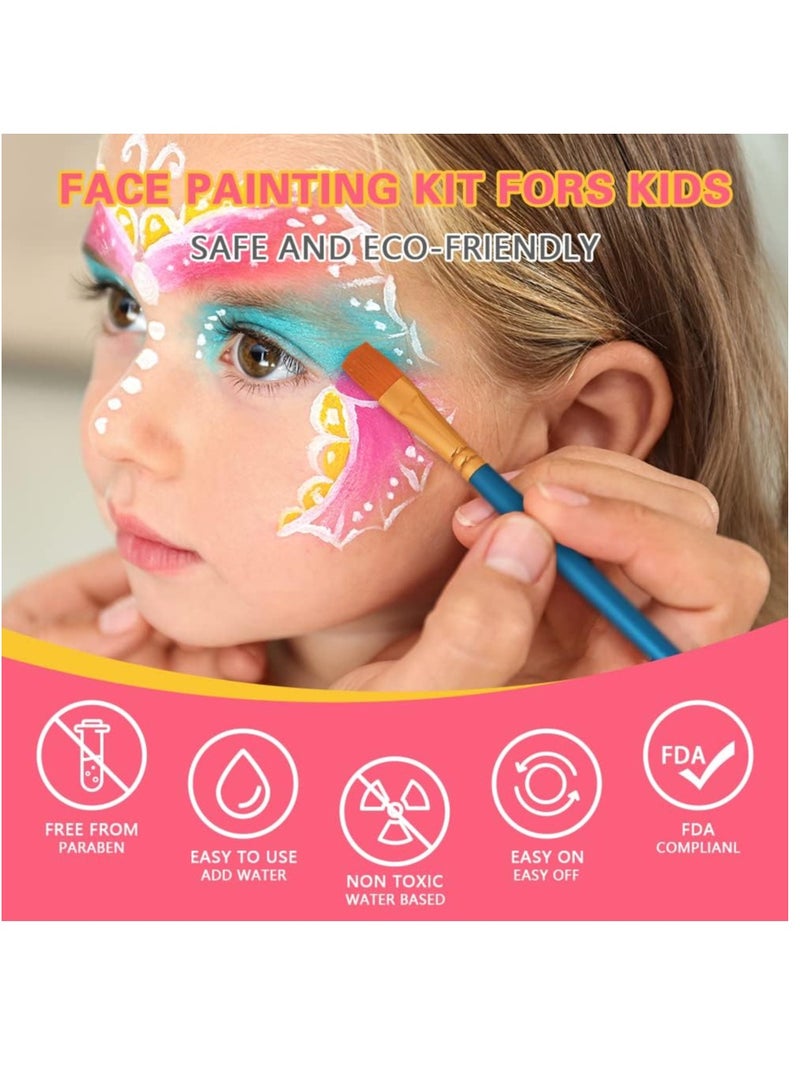 26 Color Rainbow Face Body Painting Kit for Kids and Adults | Water Based Safe  Non Toxic Split Cake Face Paint Palette | Includes 1 Brushes | Party Makeup Set for , Cosplay, and Carnival