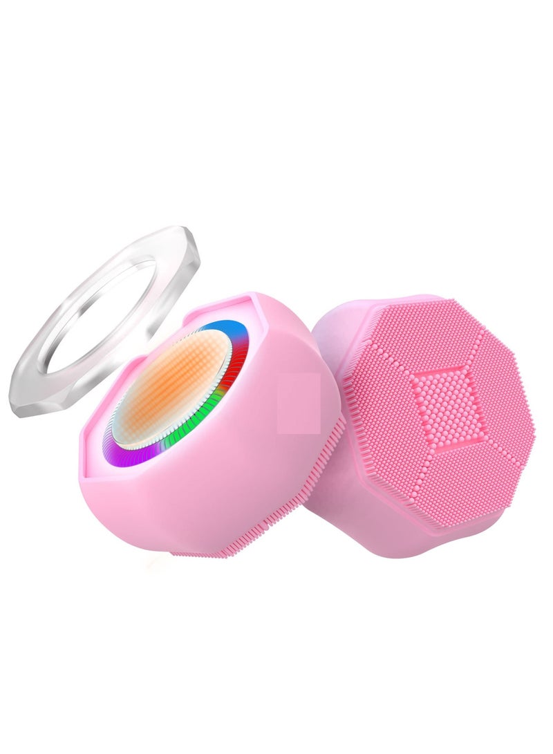 Sonic Facial Cleansing Brush, Silicone Face Scrubber for Cleaning and Exfoliating Waterproof Face Wash Brush Pink