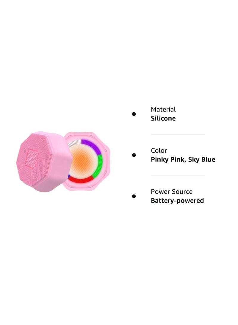 Sonic Facial Cleansing Brush, Silicone Face Scrubber for Cleaning and Exfoliating Waterproof Face Wash Brush Pink