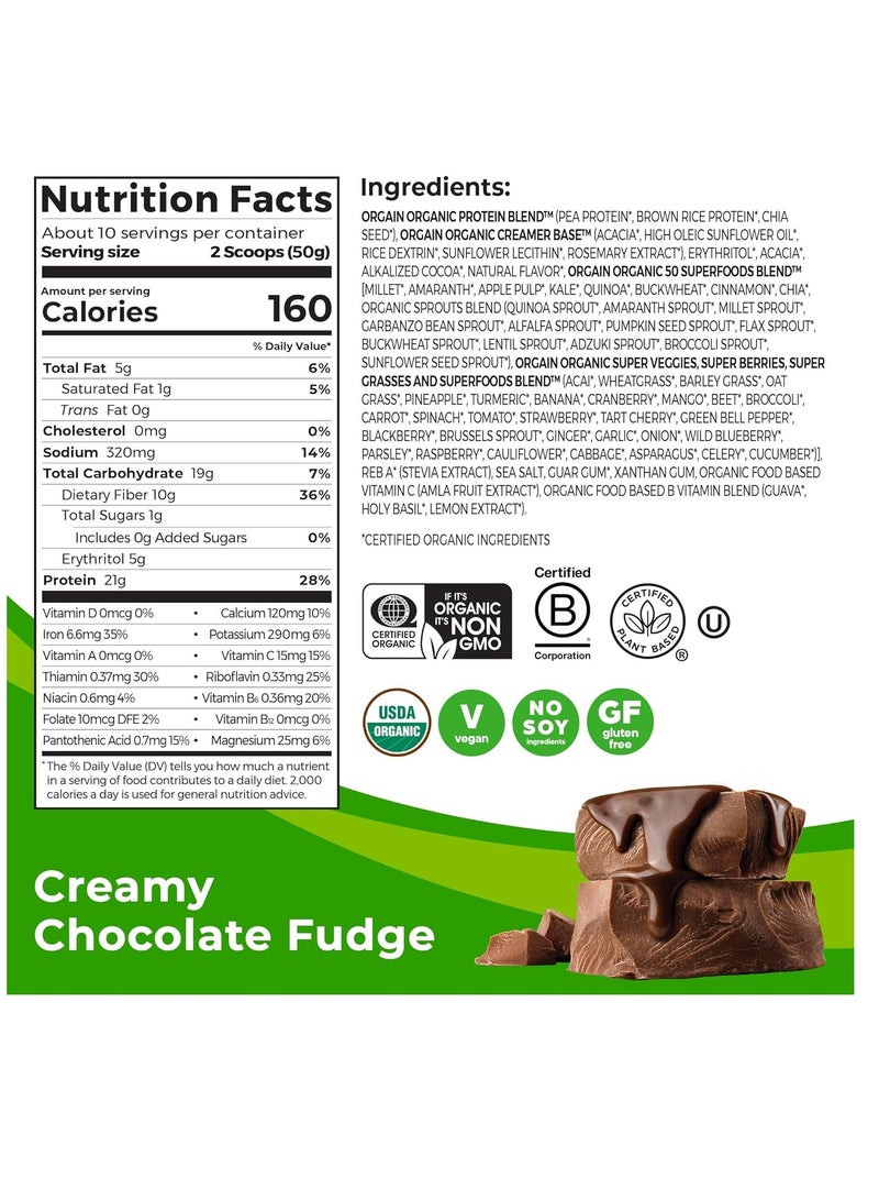 Orgain Organic Superfoods Protein Powder 1.12lb Creamy Chocolate Fudge