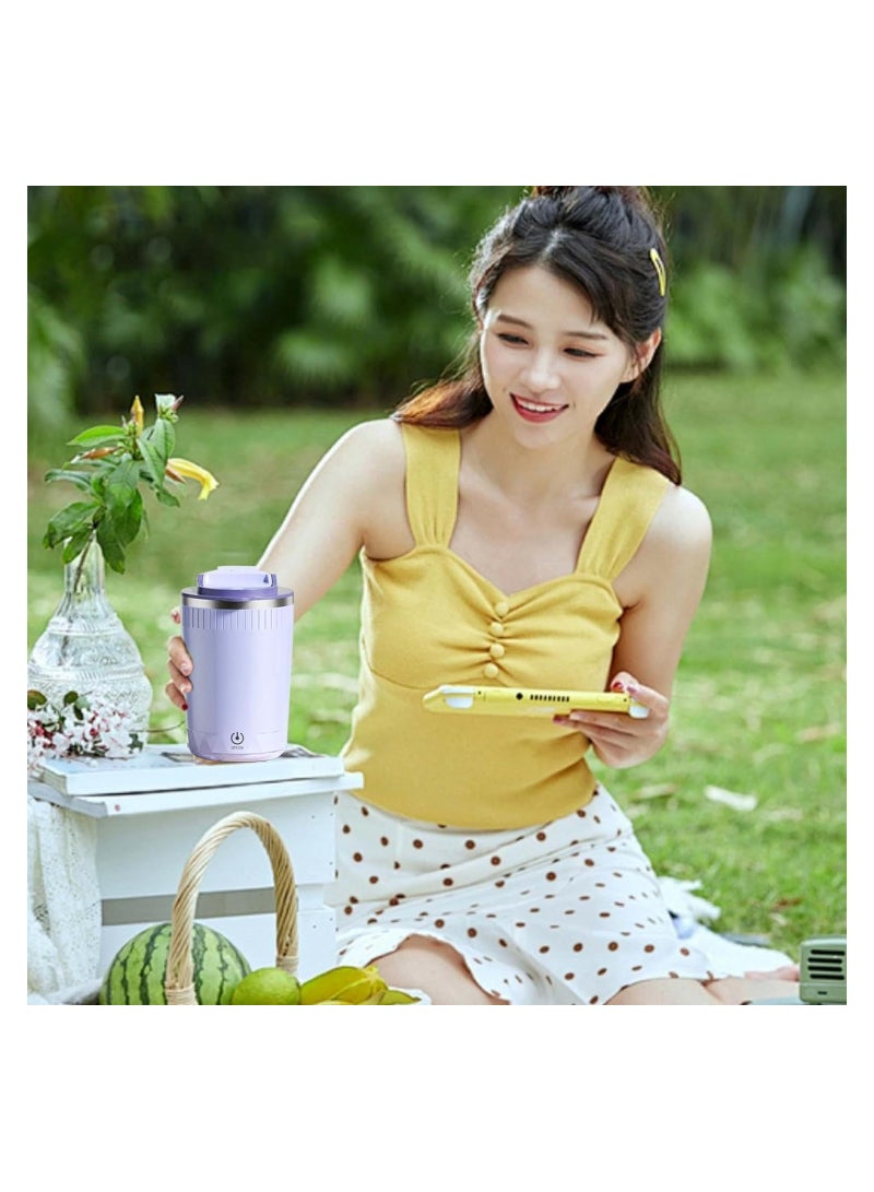 High Speed Stirring Cup, Electric Self Stirring Coffee Cup with Lid, Automatic Magnetic Stirring Mug, Small Mixing Cups, with Easy One-Buttom Design, Suitable for Home Outdoor, Stainless Steel