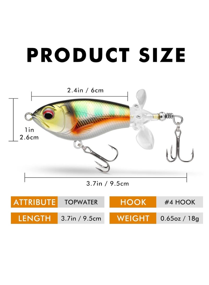 Water Fishing Lures with BKK Hooks, Whopper Fishing Lure for Freshwater or Saltwater, Floating Lure for Bass Catfish Pike, Fishing Wobble Surface Bass Baits Teasers Fishing Gifts for Men