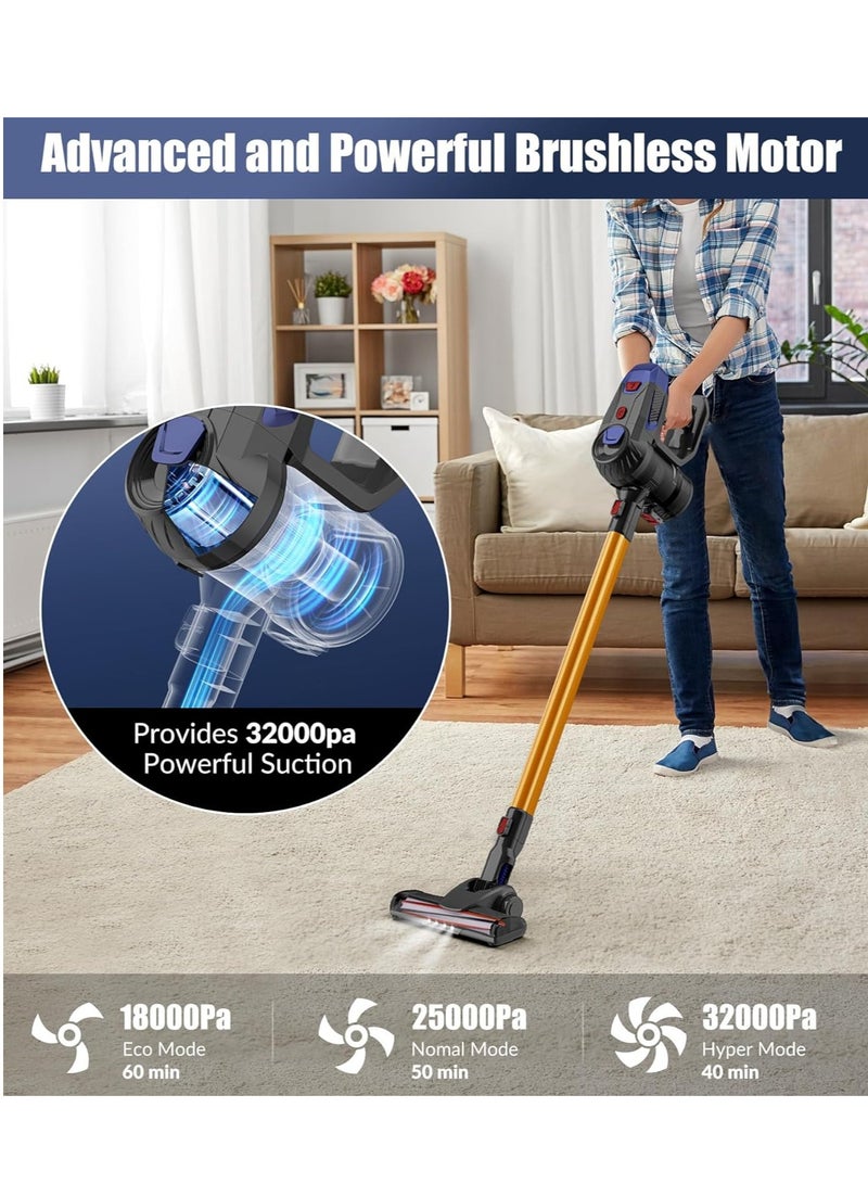 Cordless Vacuum Cleaner, 8 in 1 Stick Vacuum with 32000pa Powerful Suction & High-Performance Brushless Motor, 150° Bendable Wand Rechargeable Cordless Vacuum for Carpet and Floor Pet Hair