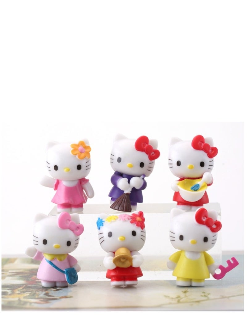 6 Pack Kawaii Sanrio Figure Hello Kitty Figure Birthday Party Supplies, Cinnamon Cupcake Toppers, Cute Mini Figure Toys  Birthday Party Favor For Kids Fans Collection Bouquet Desk Decor