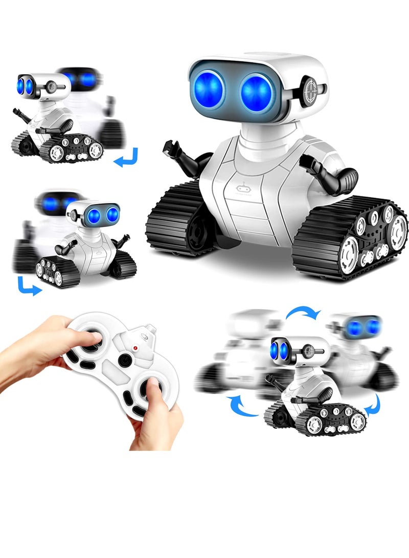 Robot Toys, Rechargeable RC Robot for Boys and Girls, Remote Control Toy with Music and LED Eyes, Gift for Children Age 3 Years and Up