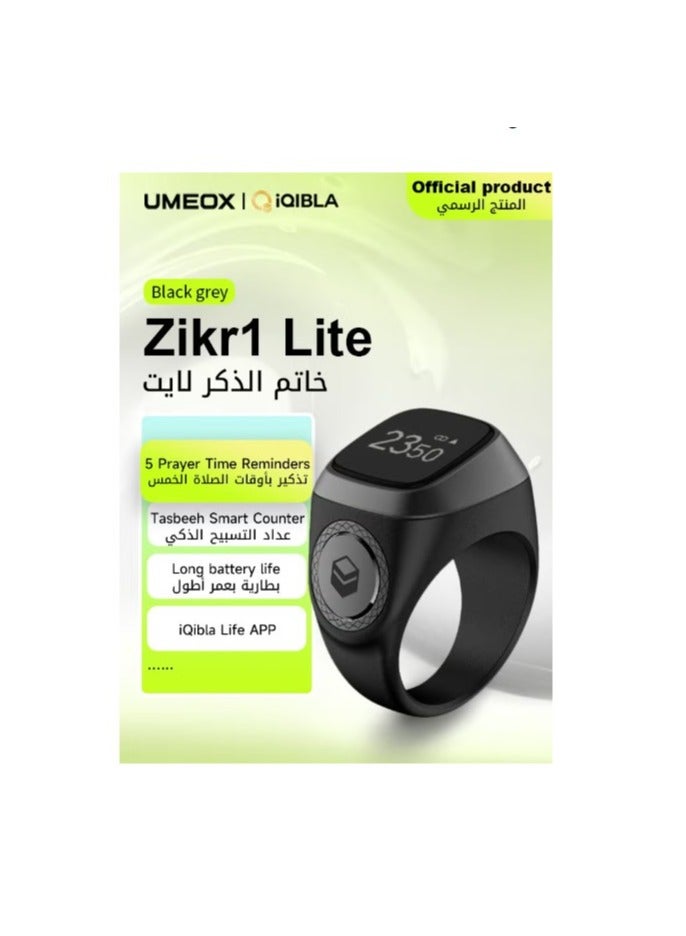 UMEOX iQIBLA Smart Zikr Ring Lite Black Grey 20MM