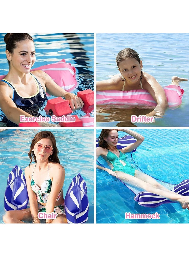 1 Pack Inflatable Hammock Float Swimming Pool Floaties Multi-Purpose 4 in 1 Pool Floating Lounger Portable Pool Raft Lounger Toys for Adults Saddle Lounge Chair Hammock Drifter Blue