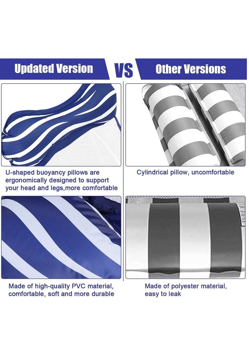 1 Pack Inflatable Hammock Float Swimming Pool Floaties Multi-Purpose 4 in 1 Pool Floating Lounger Portable Pool Raft Lounger Toys for Adults Saddle Lounge Chair Hammock Drifter Blue