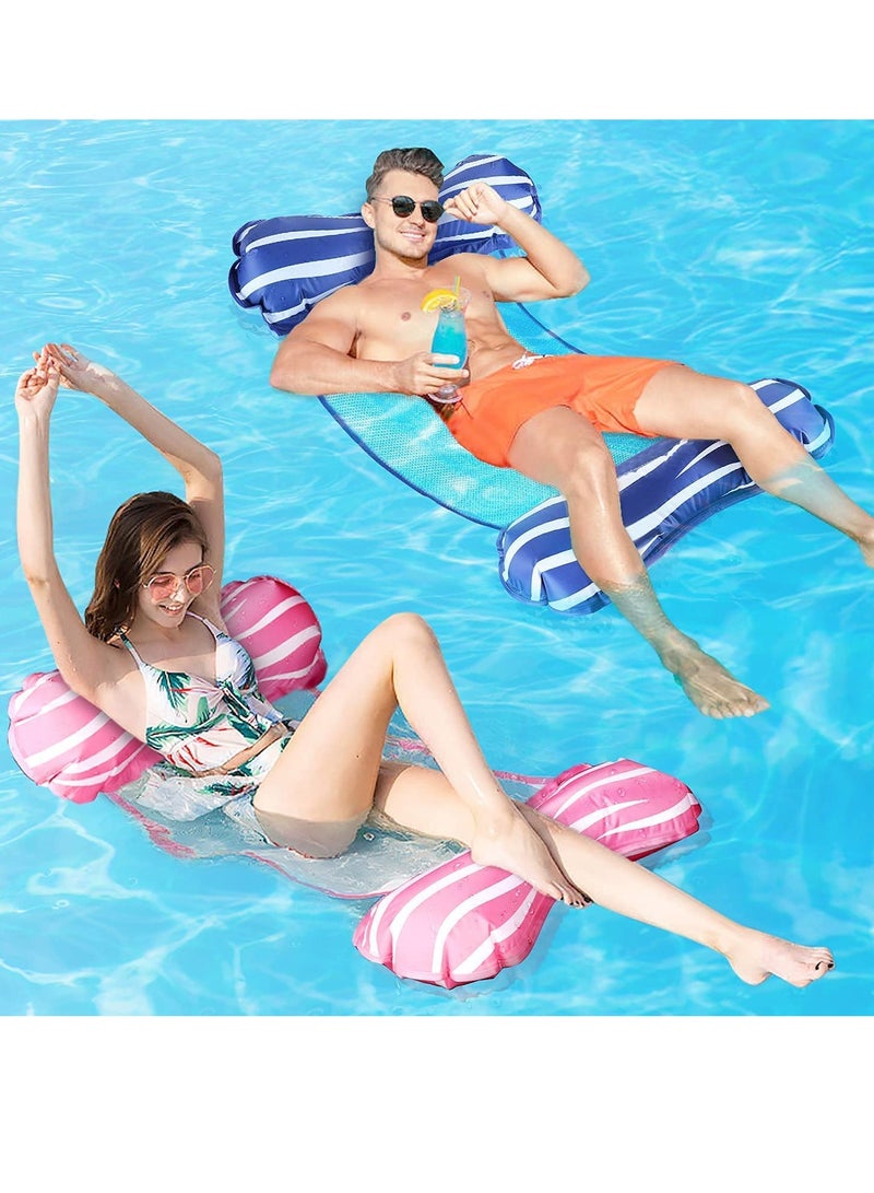 1 Pack Inflatable Hammock Float Swimming Pool Floaties Multi-Purpose 4 in 1 Pool Floating Lounger Portable Pool Raft Lounger Toys for Adults Saddle Lounge Chair Hammock Drifter Blue