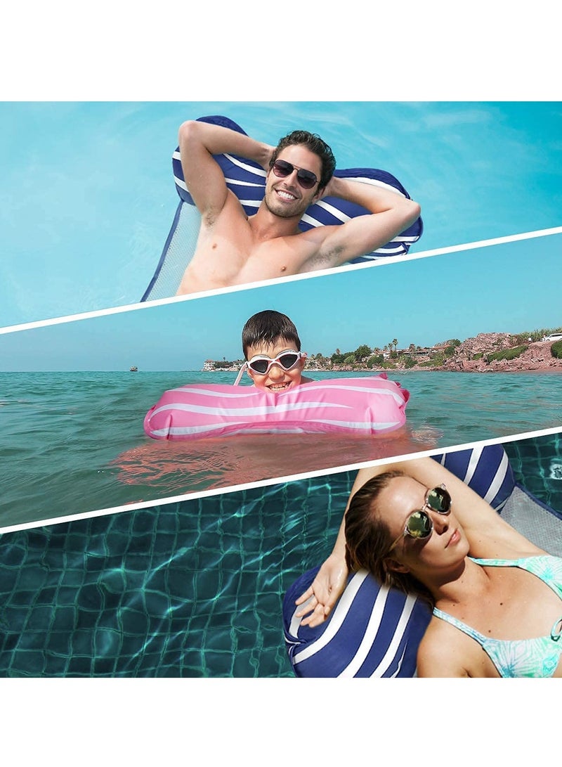 1 Pack Inflatable Hammock Float Swimming Pool Floaties Multi-Purpose 4 in 1 Pool Floating Lounger Portable Pool Raft Lounger Toys for Adults Saddle Lounge Chair Hammock Drifter Blue