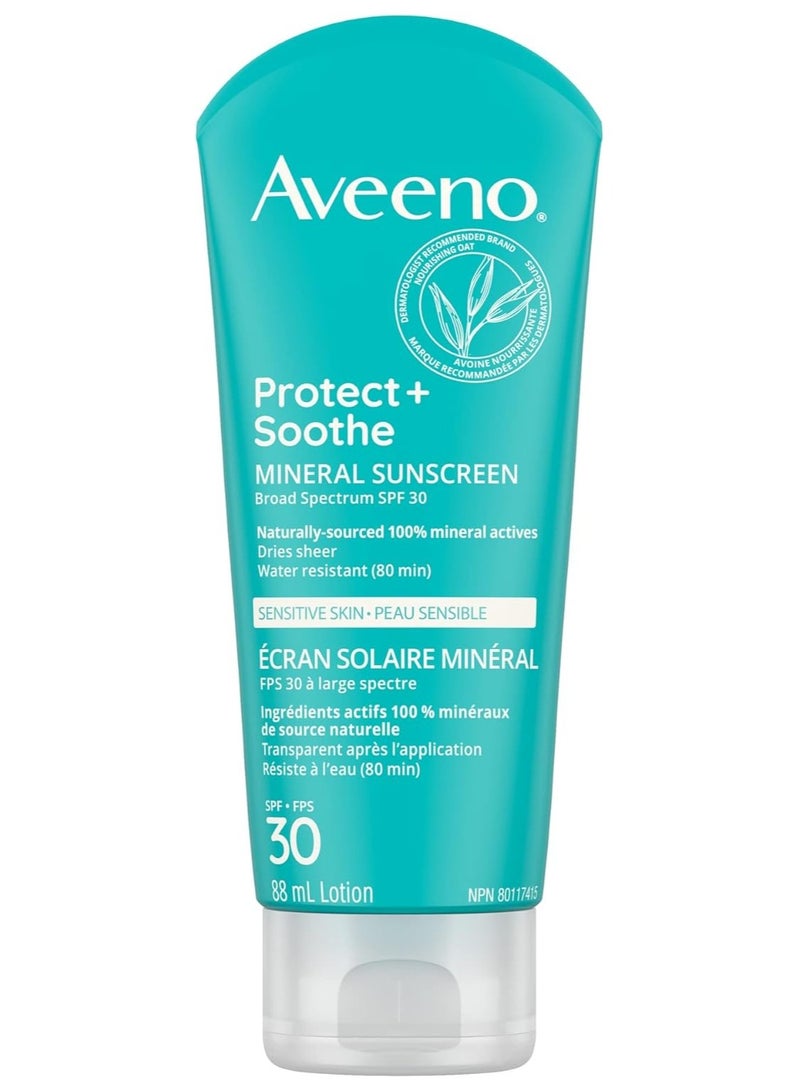 Aveeno Protect + Soothe Sensitive Skin Mineral Sunscreen SPF 30 88mL