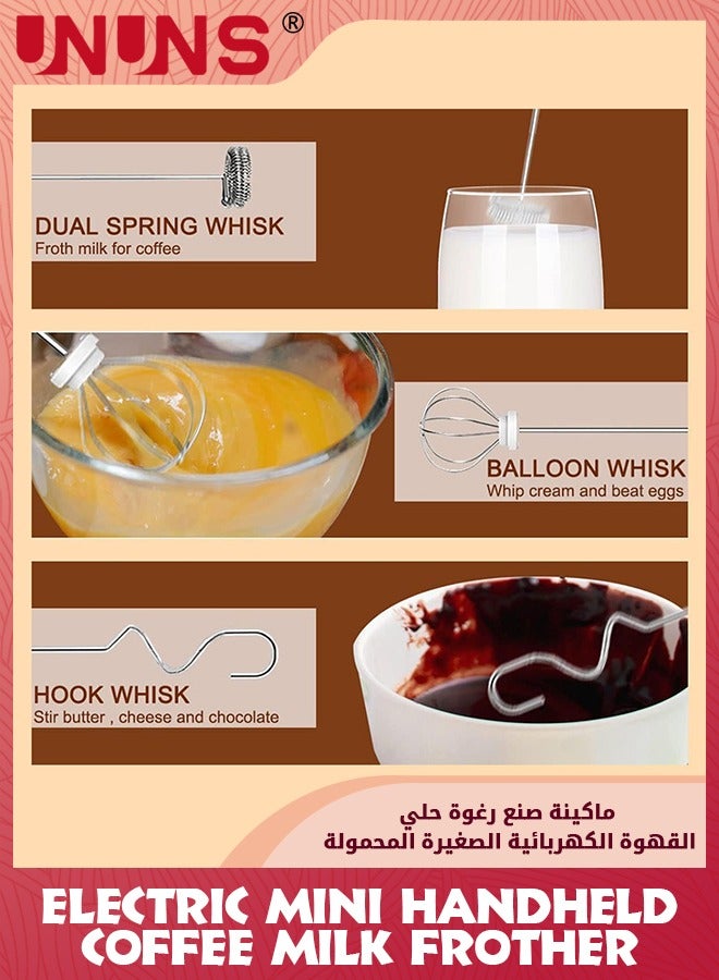 Milk Frother Handheld,USB Rechargeable Coffee Milk Foam Maker With 3 Stainless Whisks,3 Adjustable Speeds Mixer,Electric Mini Foamer For Cappuccino,Hot Chocolates,Milk Shakes,Egg Mix-White