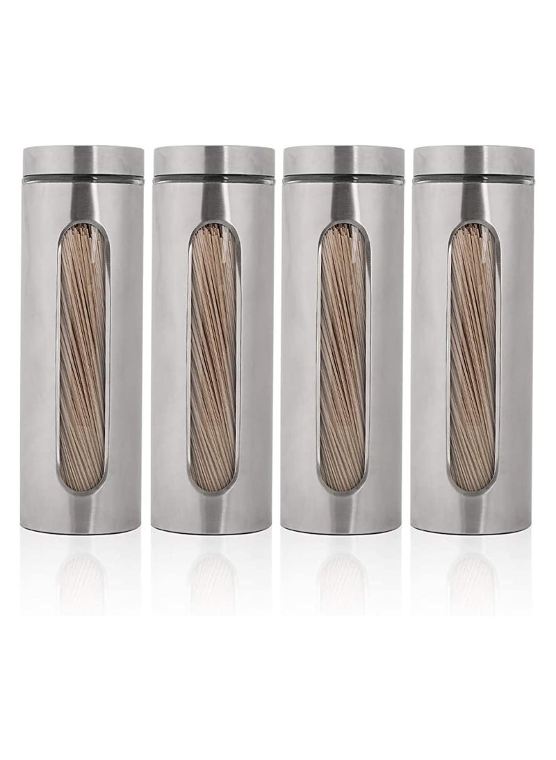 Stainless Steel Food Storage Canister Sets,Set of 4 Airtight Sugar Coffee Tea Candy Storage Jars 1800ml