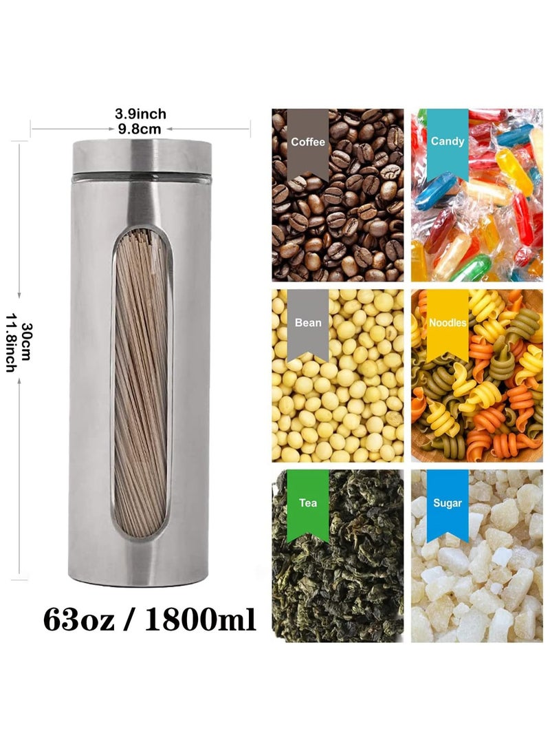 Stainless Steel Food Storage Canister Sets,Set of 4 Airtight Sugar Coffee Tea Candy Storage Jars 1800ml