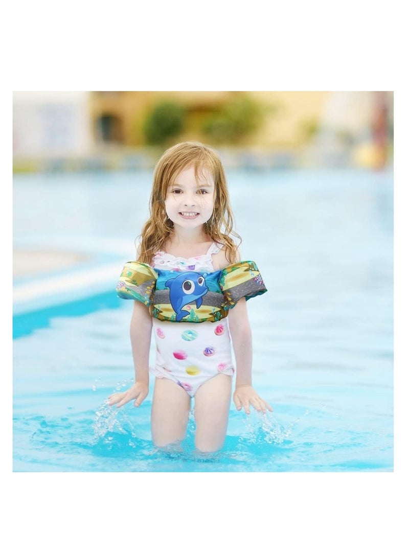 Kids Swim Vest Arm Bands Kids Swim Vest Toddler Swimming Float Vest Baby Buoyancy Safety Swim Aid Kids Learn to Swim Training Jacket for 30-50 lbs Kids Infant Child 2-6 Years Old