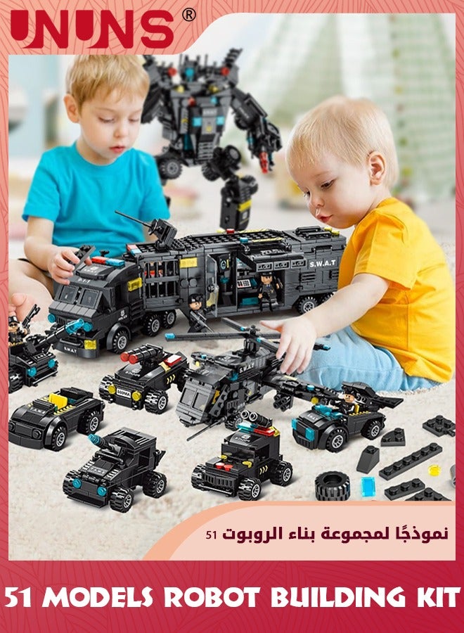 51-in-1 Robot STEM Building Blocks Kit,700 Pcs Robot Building Toys For Erector Set,Engineering STEM Projects Educational Learning Construction Building Bricks Truck Set,Gifts For Kids Boys 6-12