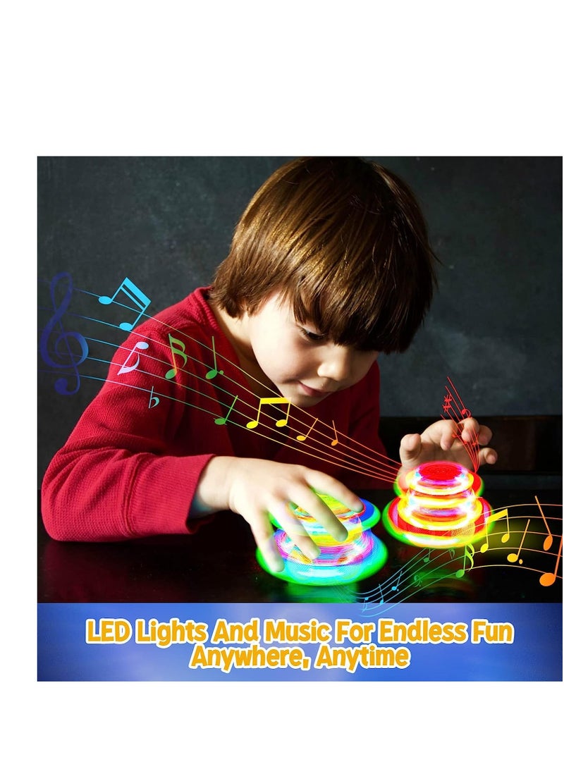 4 Pcs Light Up Tops Spinning Top Toys Novelty Gyroscope Bulk Fun Birthday Party Favors Goodie Bag Fillers for Boys and Girls