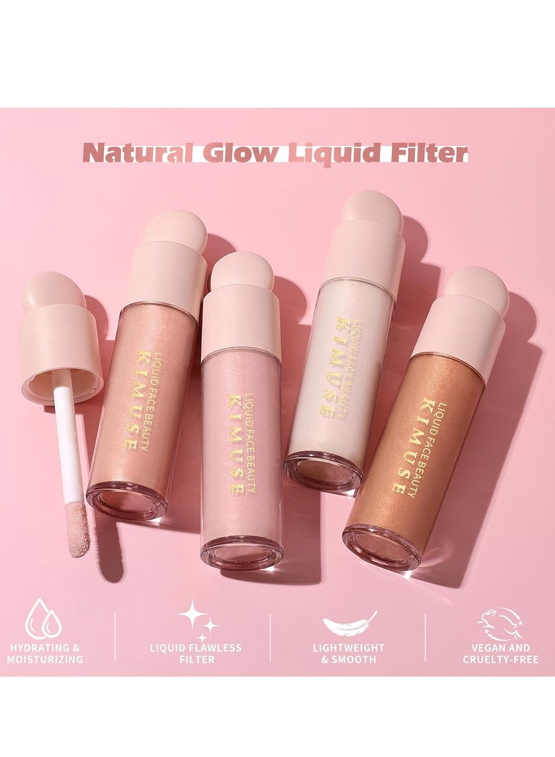 Natural Glow Liquid Filter, Complexion Booster For A Glowing, Weightless Liquid Highlighter Primer, Foundation Face Primer For a Long-Wear Radiant Glow Soft-Focus Look, Vegan & Cruelty-Free