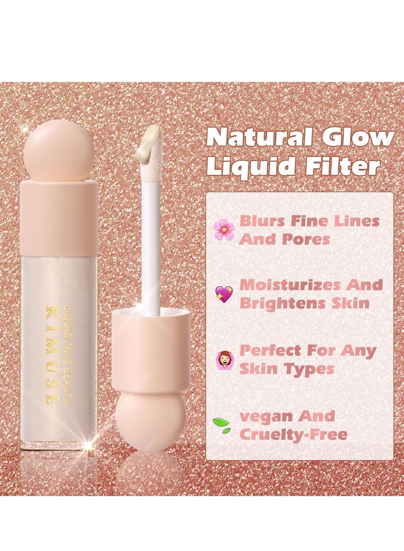 Natural Glow Liquid Filter, Complexion Booster For A Glowing, Weightless Liquid Highlighter Primer, Foundation Face Primer For a Long-Wear Radiant Glow Soft-Focus Look, Vegan & Cruelty-Free