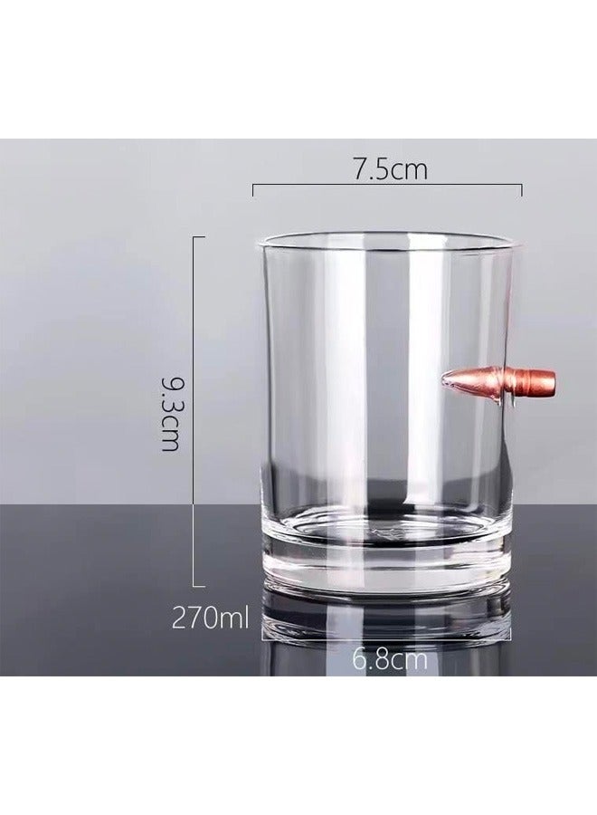 6 Pcs Glass Creative With Bullet Bar Crystal Cup Studded Warhead For Drinking Gift Set, 270ml