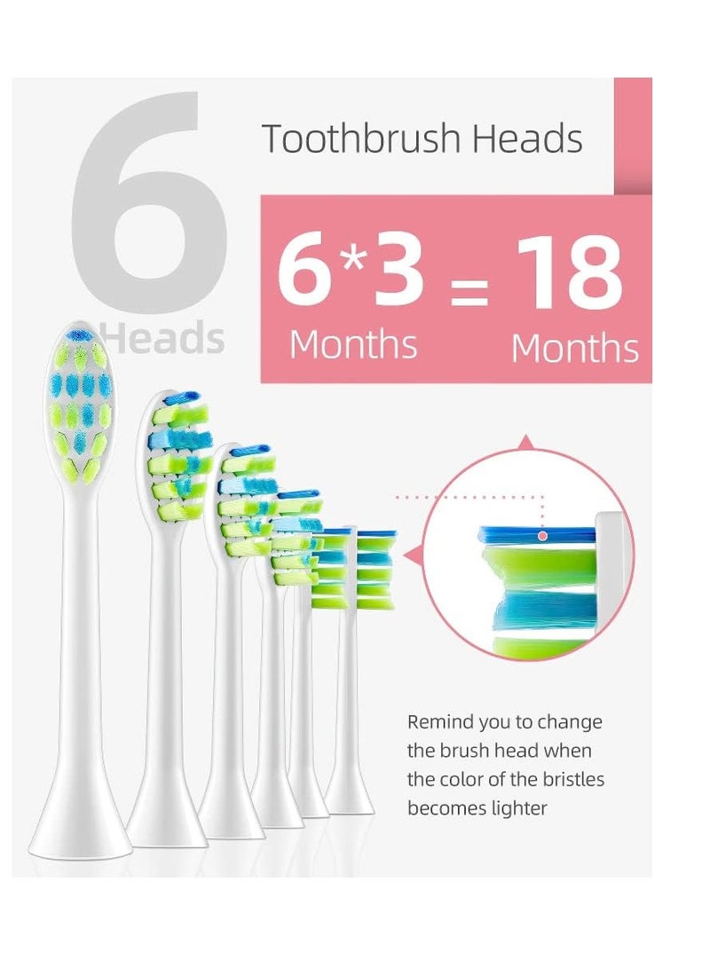 7AM2M Sonic Electric Toothbrush with 6 Brush Heads for Adults and Kids, One Charge for 90 Days, Wireless Fast Charge, 5 Modes with 2 Minutes Built in Smart Timer, Electric Toothbrushes(Pink)