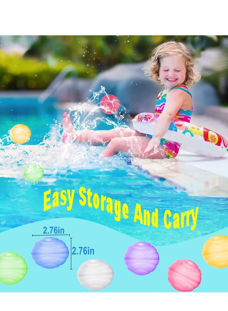 Reusable Water Balloons, Quick Fill Self Sealing, Outdoor toys for kids adults, Water Bomb Balls for Water Fight Game, Water Park, Summer Party, 6pcs