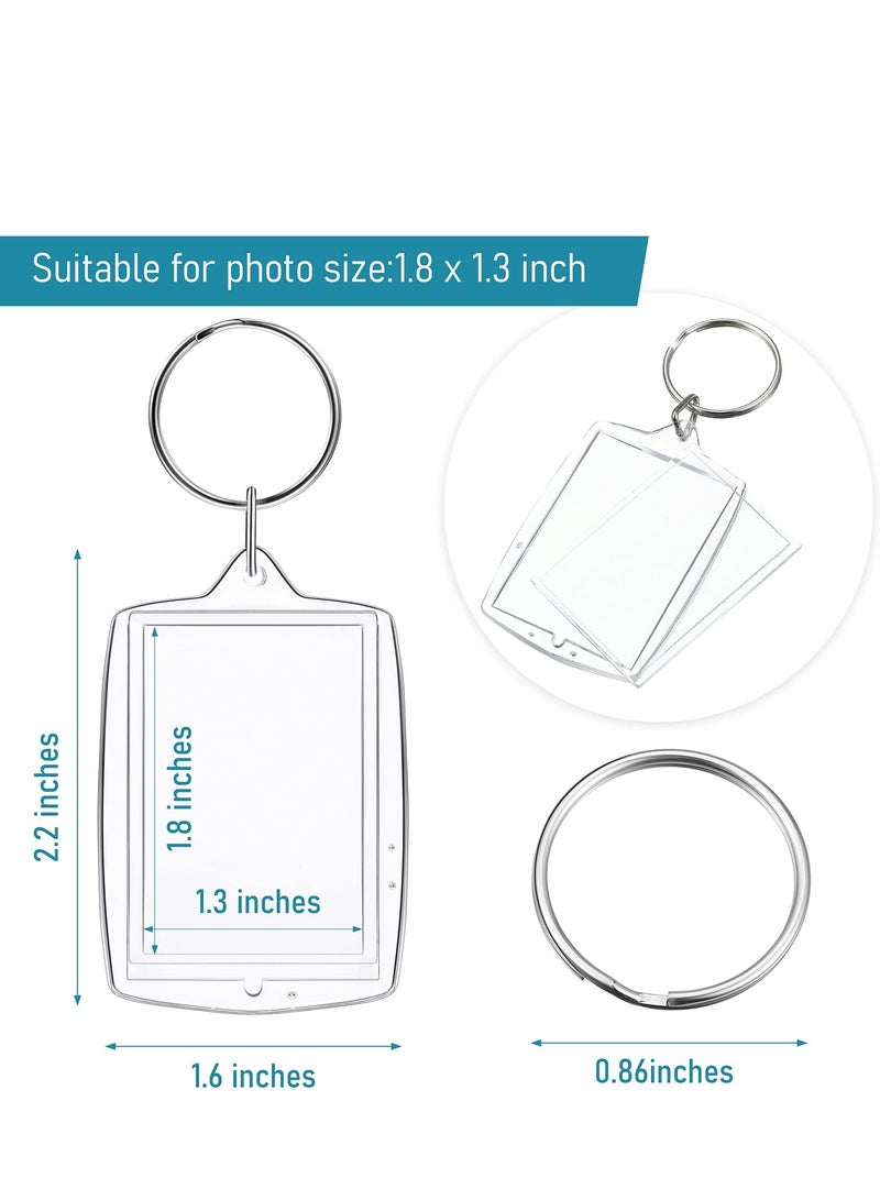 150 Pieces Photo Insert Keychain Clear Acrylic Picture Keychains Picture Frame Key Chain 2.2 x 1.6 Inch Rectangle Blank Photo Keychains for Holiday Photo Diaplay Supplies