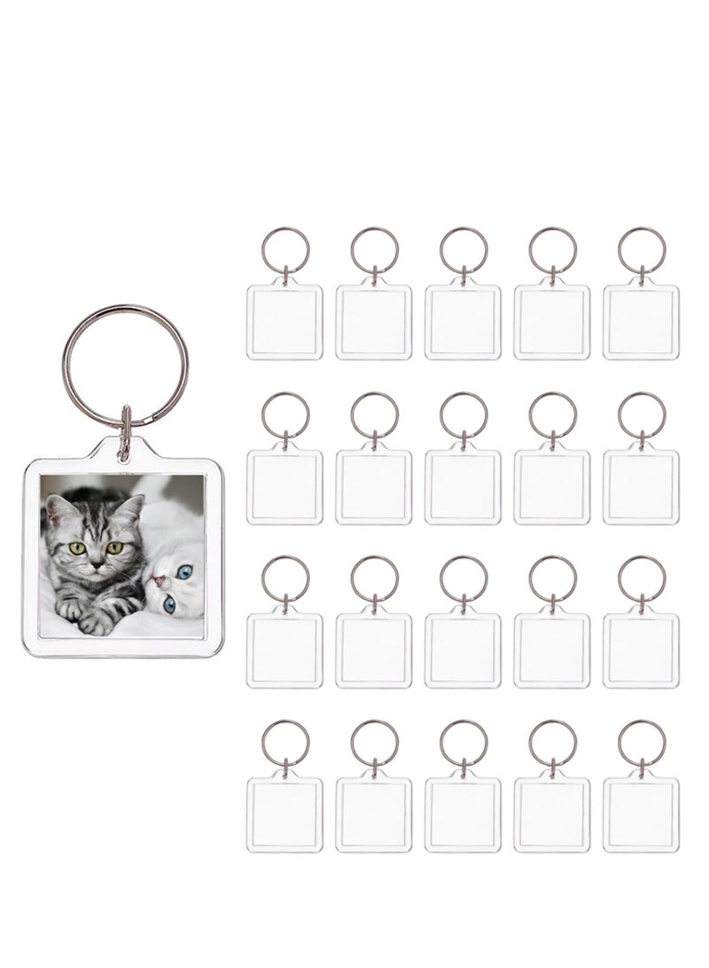 20Pcs Acrylic picture Keychain Blanks Photo Keychain Clear in Photo Keychain Acrylic Picture Frame Keyrings