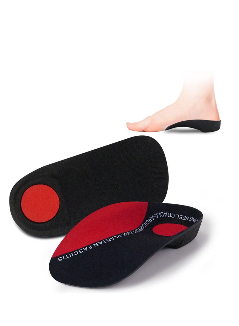 3/4 Length Plantar Fasciitis Arch Support Insoles Orthotics Shoe Inserts High Arch Flat Feet Over-Pronation Heel Pain Relief SIZE L