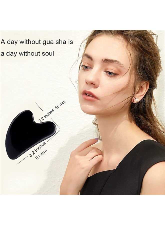 Gua Sha Facial Tools, Black Obsidian Gua Sha Massage Tool, Natural Jade Guasha Tool for Face and Body Skin Massage. Gua Sha Set for SPA Acupuncture Therapy, Trigger Point Treatment.