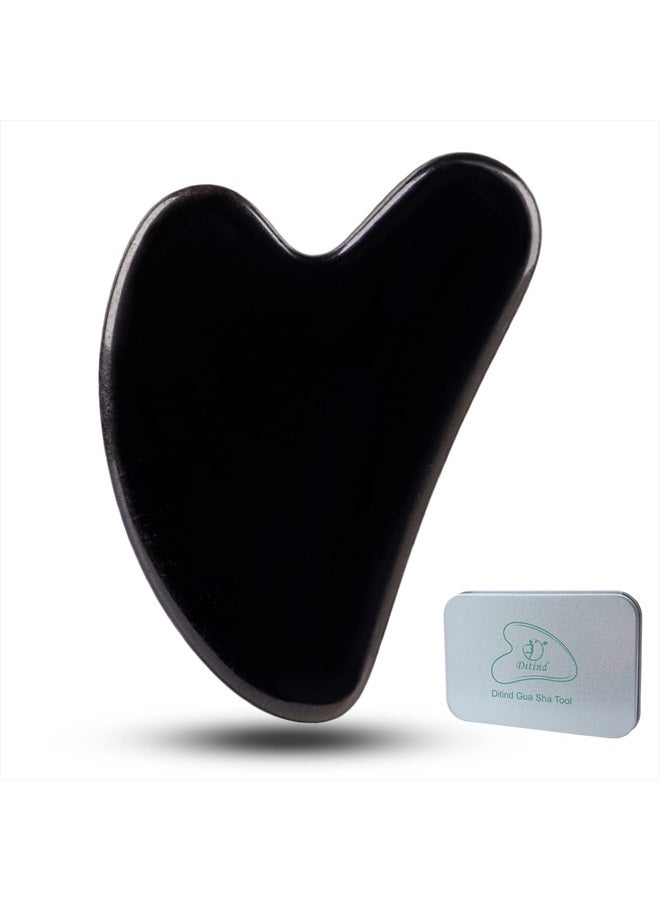 Gua Sha Facial Tools, Black Obsidian Gua Sha Massage Tool, Natural Jade Guasha Tool for Face and Body Skin Massage. Gua Sha Set for SPA Acupuncture Therapy, Trigger Point Treatment.