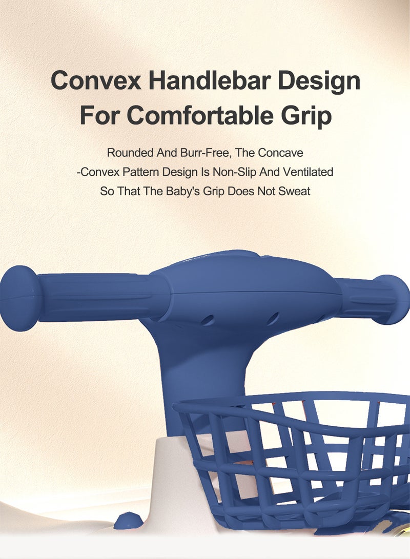 Kids Balance Bike with Music and Light, 4-Wheel Twisting Bike with Basket Balance Bike, for 1-3 Years old Boys Girls Baby and Toddler