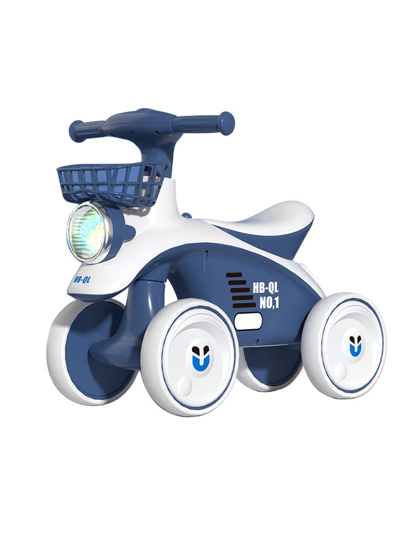 Kids Balance Bike with Music and Light, 4-Wheel Twisting Bike with Basket Balance Bike, for 1-3 Years old Boys Girls Baby and Toddler