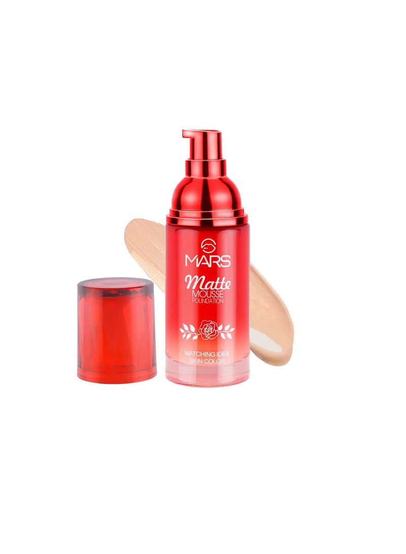 MARS Hydrating Matte Mousse Foundation  Lightweight and Seamlessly Blendable Foundation for Face Makeup  60 ml 106 Golden Beige