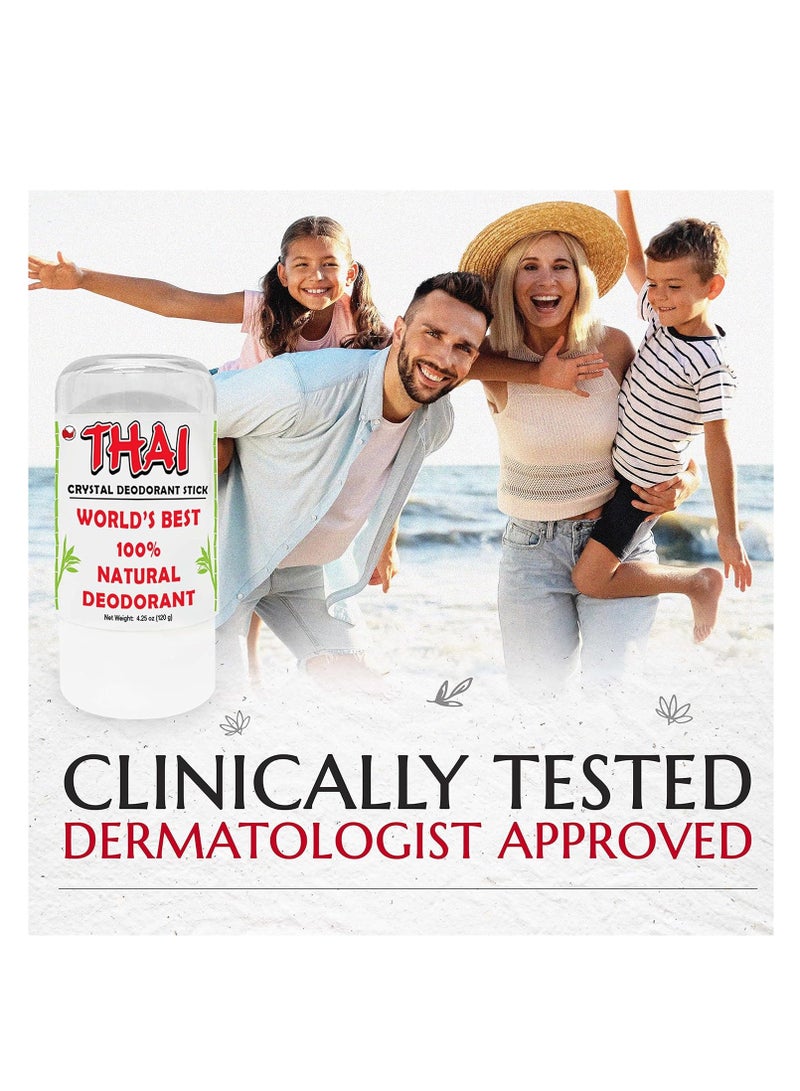 2-PACK Thai Crystal Deodorant Salt Stone - Clinically Tested, Dermatologist Approved - Natural Unscented for Women Men & Teens