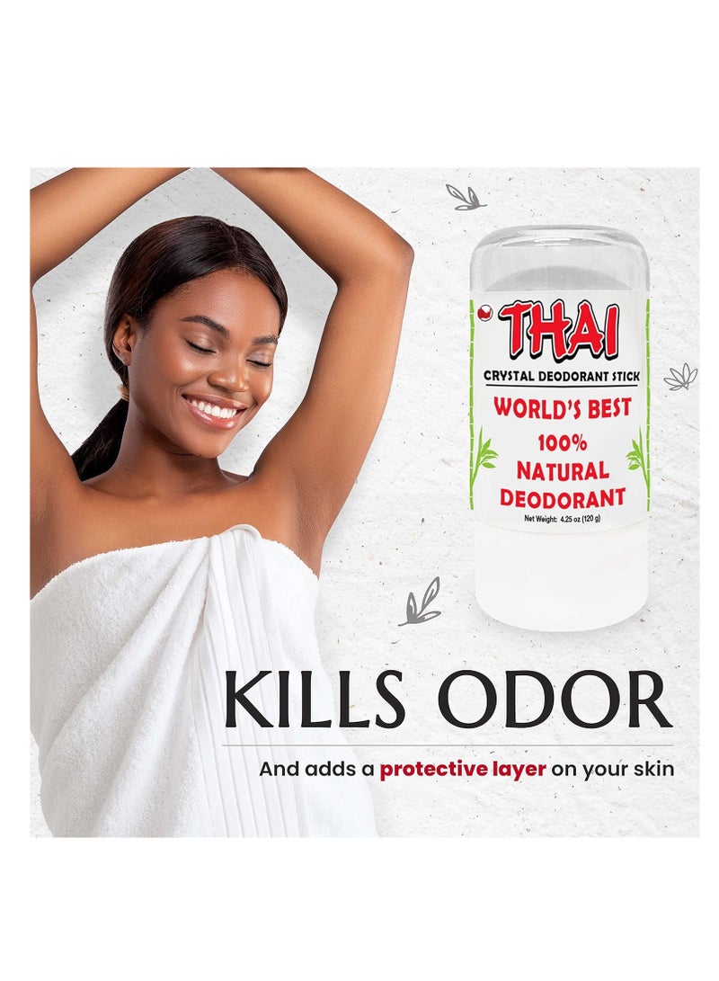 2-PACK Thai Crystal Deodorant Salt Stone - Clinically Tested, Dermatologist Approved - Natural Unscented for Women Men & Teens