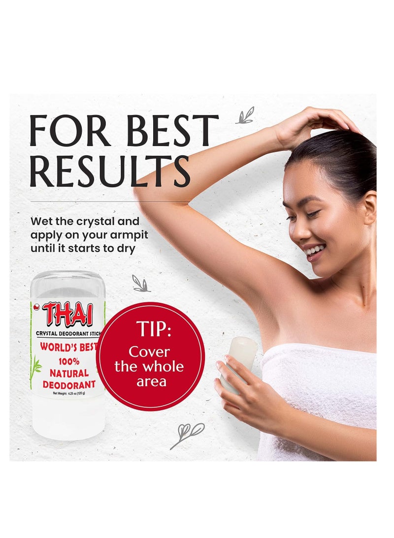 2-PACK Thai Crystal Deodorant Salt Stone - Clinically Tested, Dermatologist Approved - Natural Unscented for Women Men & Teens