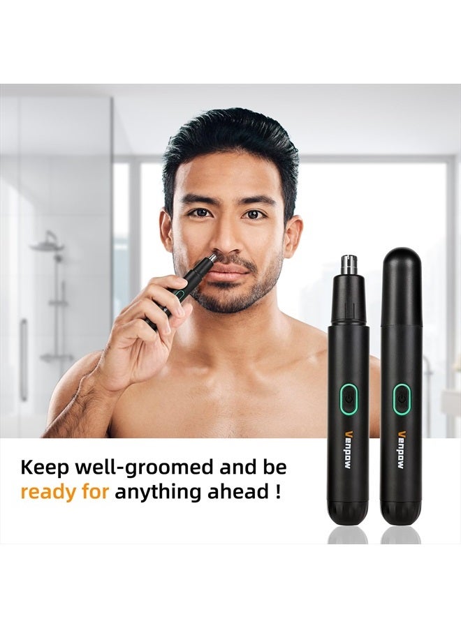 Rechargeable Ear and Nose Hair Trimmer - 2023 Professional Painless Eyebrow & Facial Hair Trimmer for Men Women, Powerful Motor and Dual-Edge Blades for Smoother Cutting, Black