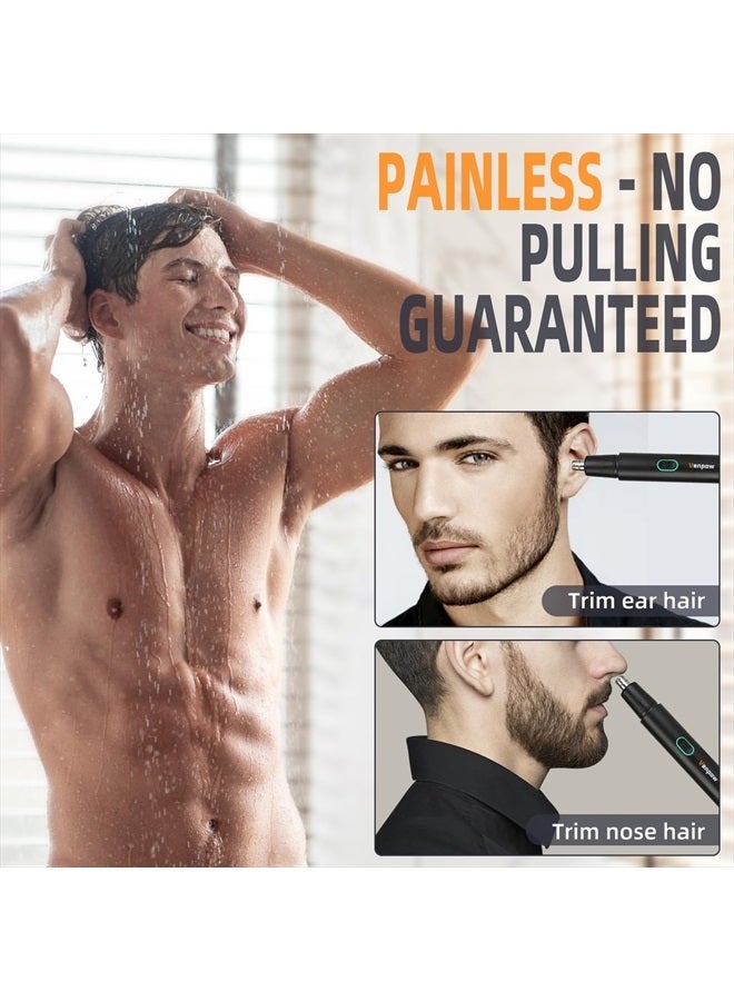 Rechargeable Ear and Nose Hair Trimmer - 2023 Professional Painless Eyebrow & Facial Hair Trimmer for Men Women, Powerful Motor and Dual-Edge Blades for Smoother Cutting, Black