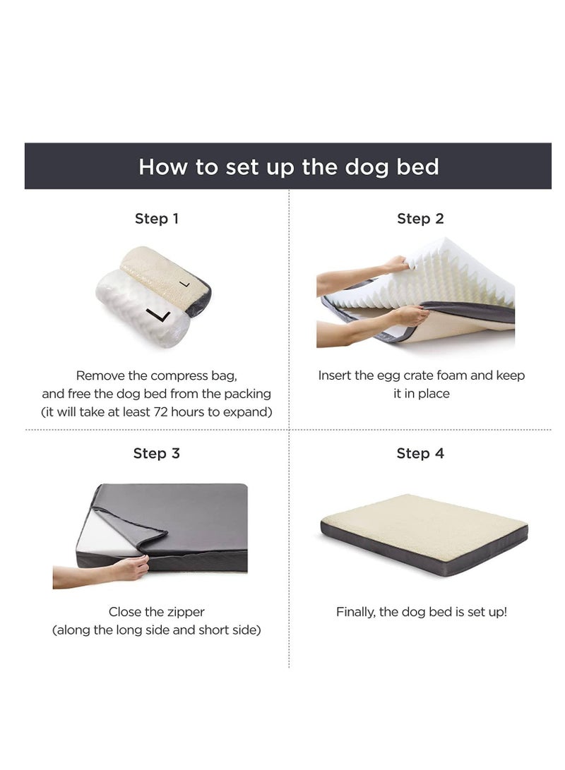 COOLBABY Dog Bed for Large Dogs, Big Orthopedic Egg Crate Foam Dog Pad with Removable Washable Cover, Pet Bed Mat Suitable for Dogs Up to 34kg (91x69x7.5cm)