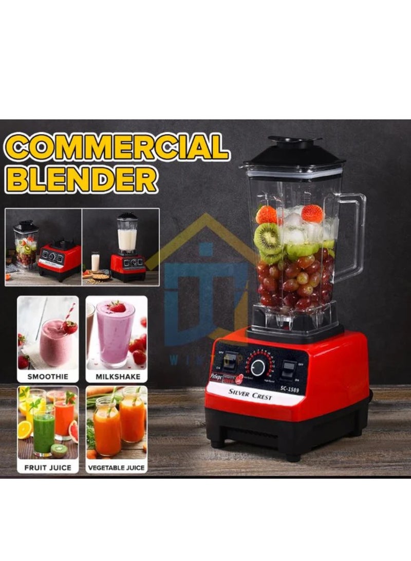 4500W Heavy Duty Commercial Grade Blender Multifunctional Juicer Mixer With Jar SC 1589 Dishwasher Safe, 6 Stainless Steel Blades Fruit Processor Grinder, Smoothie Maker And Ice Crusher