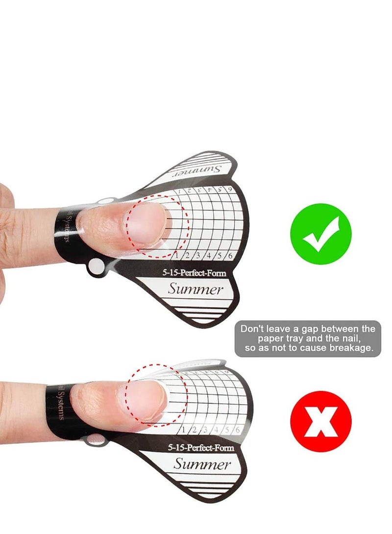 Nail Art Forms Sticker, Golden Nail Extension Forms Guide Stickers Self-adhesive Nail Art Tips for Acrylic UV Gel Nail Art, Nail Form Extension Sticker