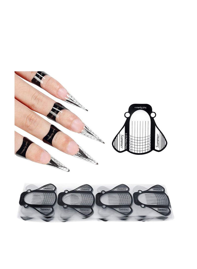 Nail Art Forms Sticker, Golden Nail Extension Forms Guide Stickers Self-adhesive Nail Art Tips for Acrylic UV Gel Nail Art, Nail Form Extension Sticker