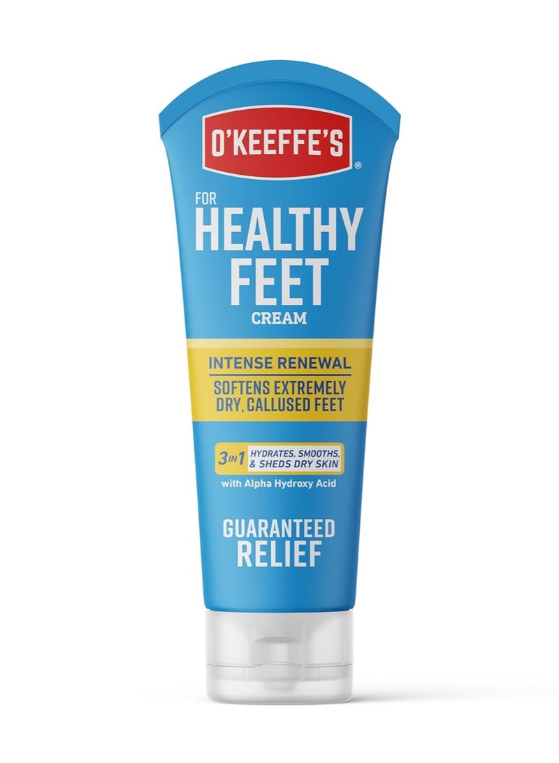 O'Keeffe's Healthy Feet Intense Renewal Cream with Alpha Hydroxy Acid, Softens and Exfoliates Extremely Dry, Callused Feet, 3oz Tube (Pack of 1)