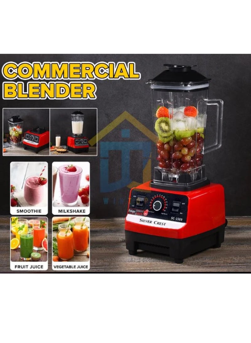 4500W Heavy Duty Commercial Grade Blender Multifunctional Juicer Mixer With 2 Jars SC 1589 Dishwasher Safe, 6 Stainless Steel Blades Fruit Processor Grinder, Smoothie Maker And Ice Crusher