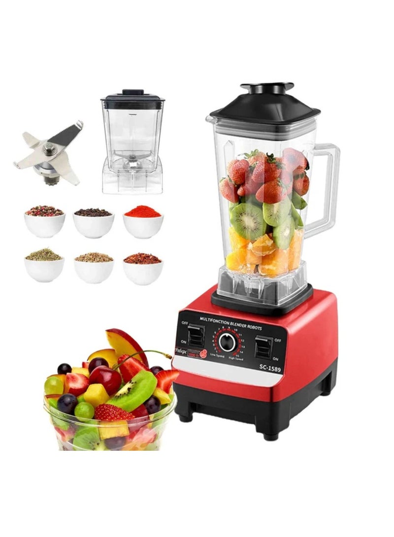 4500W Heavy Duty Commercial Grade Blender Multifunctional Juicer Mixer With 2 Jars SC 1589 Dishwasher Safe, 6 Stainless Steel Blades Fruit Processor Grinder, Smoothie Maker And Ice Crusher