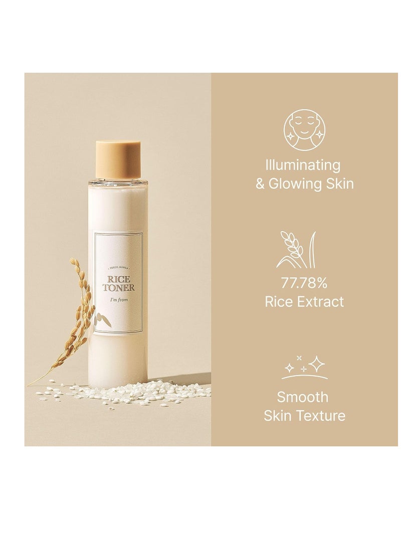 I'm from Rice Toner, Milky Toner for Glowing Skin, 77.78% Korean Rice, Glow Essence with Niacinamide, Hydrating for Dry, Dull, Combination Skin, Vegan, Fragrance Free, Glass Skin 5.07 Fl Oz